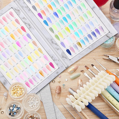 Restynic 160-Color Nail Display Book — 240 Tips, 1-200 Labels, Portable & Space-Saving