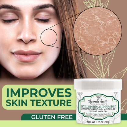 RESURRECTIONbeauty Pure Hyaluronic Acid Powder – High Molecular Weight Sodium Hyaluronate, 10g for DIY Serums & Masks