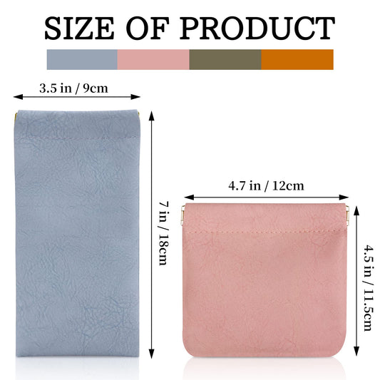 RETON 8 Pcs Small Makeup Bag & Glasses Case Set – Waterproof, No-Zip Squeeze Top Pouches for Women