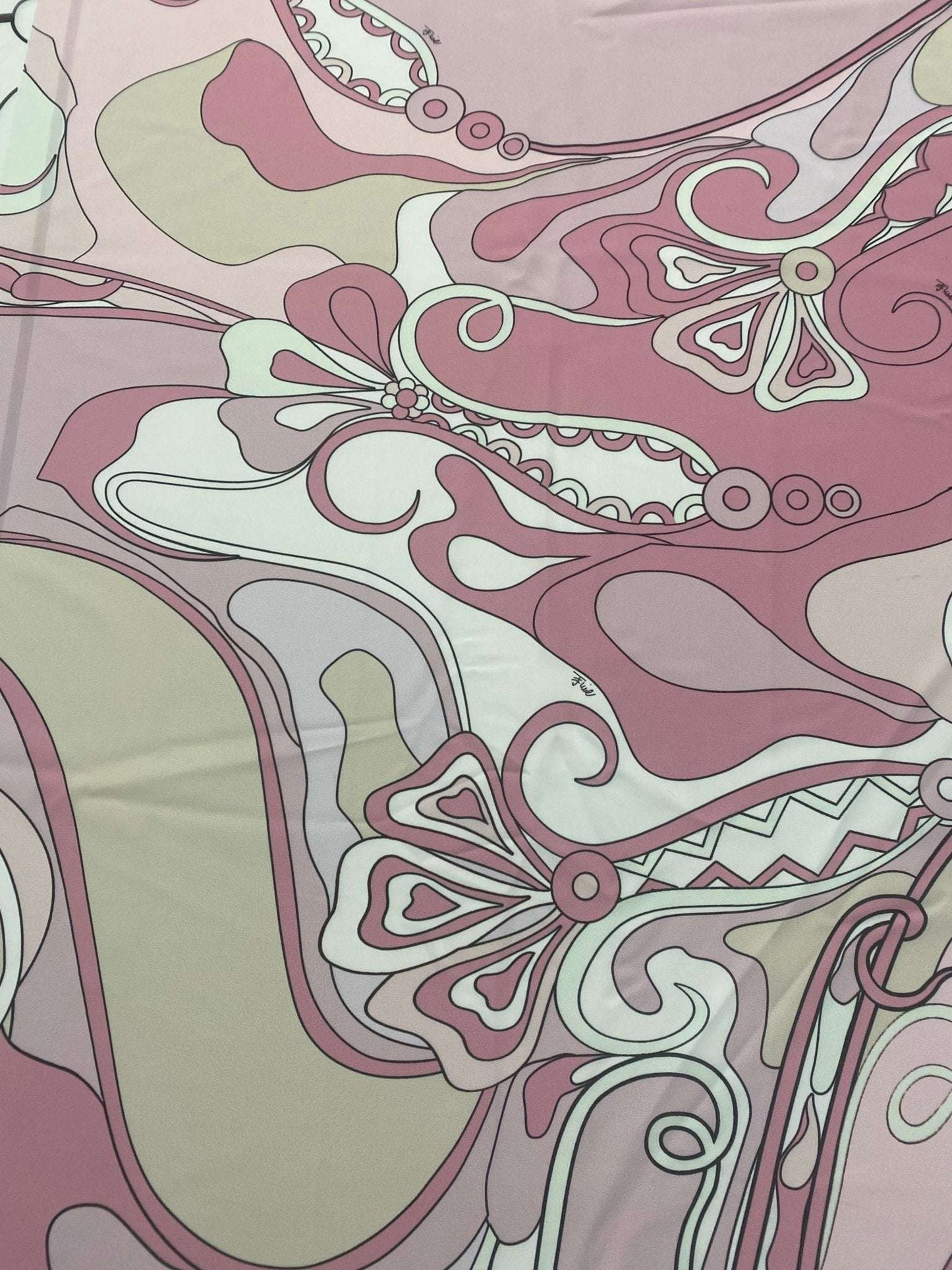 Retro Pink Abstract Floral Fabric by Metre