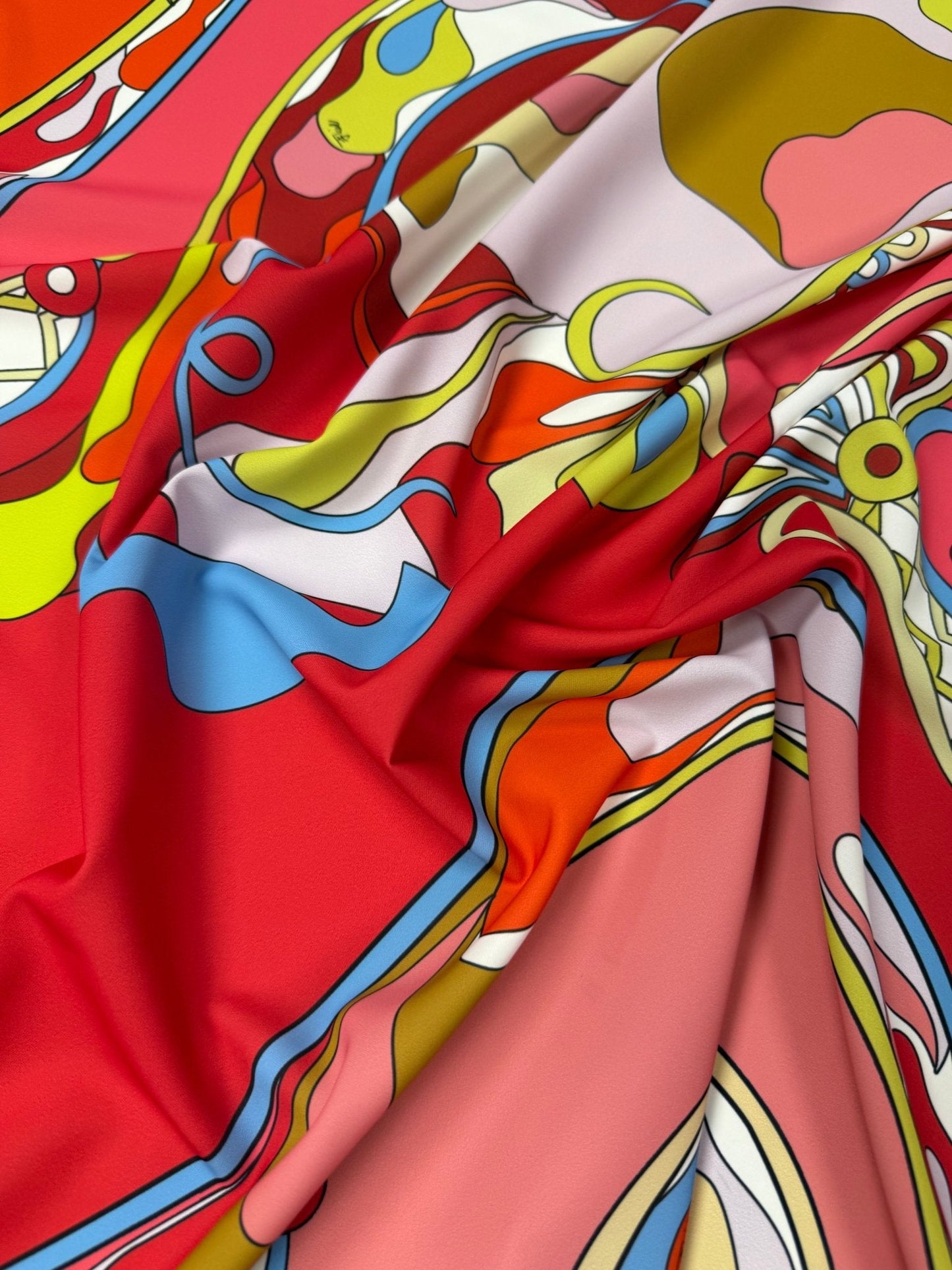 Retro Psychedelic Crepe Fabric by the Metre