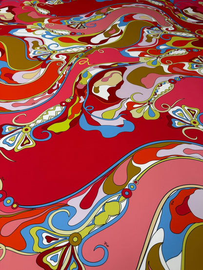 Retro Psychedelic Crepe Fabric by the Metre