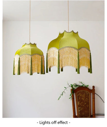 Retro Velvet Tassel Pendant Light