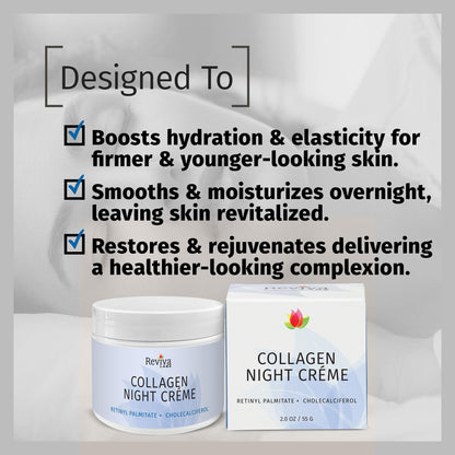 Reviva Labs Collagen Night Cream – Hydrating Face & Neck Moisturizer with Hydrolyzed Collagen