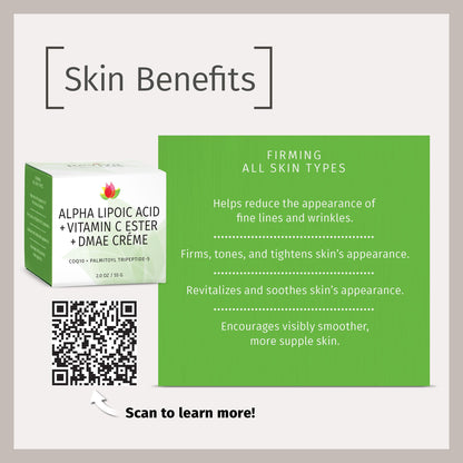 Reviva Labs DMAE Cream with Alpha Lipoic Acid & Vitamin C Ester – Firming Neck & Face