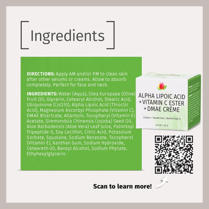 Reviva Labs DMAE Cream with Alpha Lipoic Acid & Vitamin C Ester – Firming Neck & Face