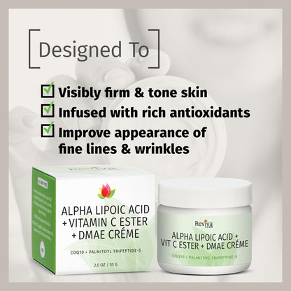 Reviva Labs DMAE Cream with Alpha Lipoic Acid & Vitamin C Ester – Firming Neck & Face