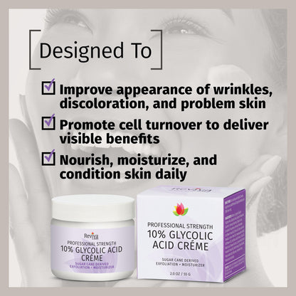 Reviva Labs 10% Glycolic Acid Creme – Daily Moisturizer & Mild Exfoliant