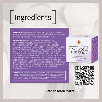 Reviva Labs 10% Glycolic Acid Creme – Daily Moisturizer & Mild Exfoliant