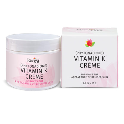 Reviva Labs Vitamin K Creme for Bruising, Dark Circles & Wrinkles – Soybean Oil & Natural Fruit Extracts, 2 oz