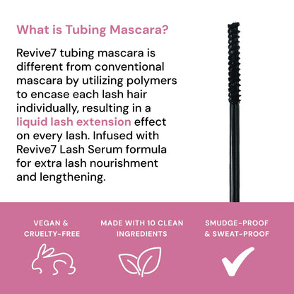 Revive7 Lash Serum Tint Mascara – Lengthening, Waterproof Tubing Formula (6 ml, Black)