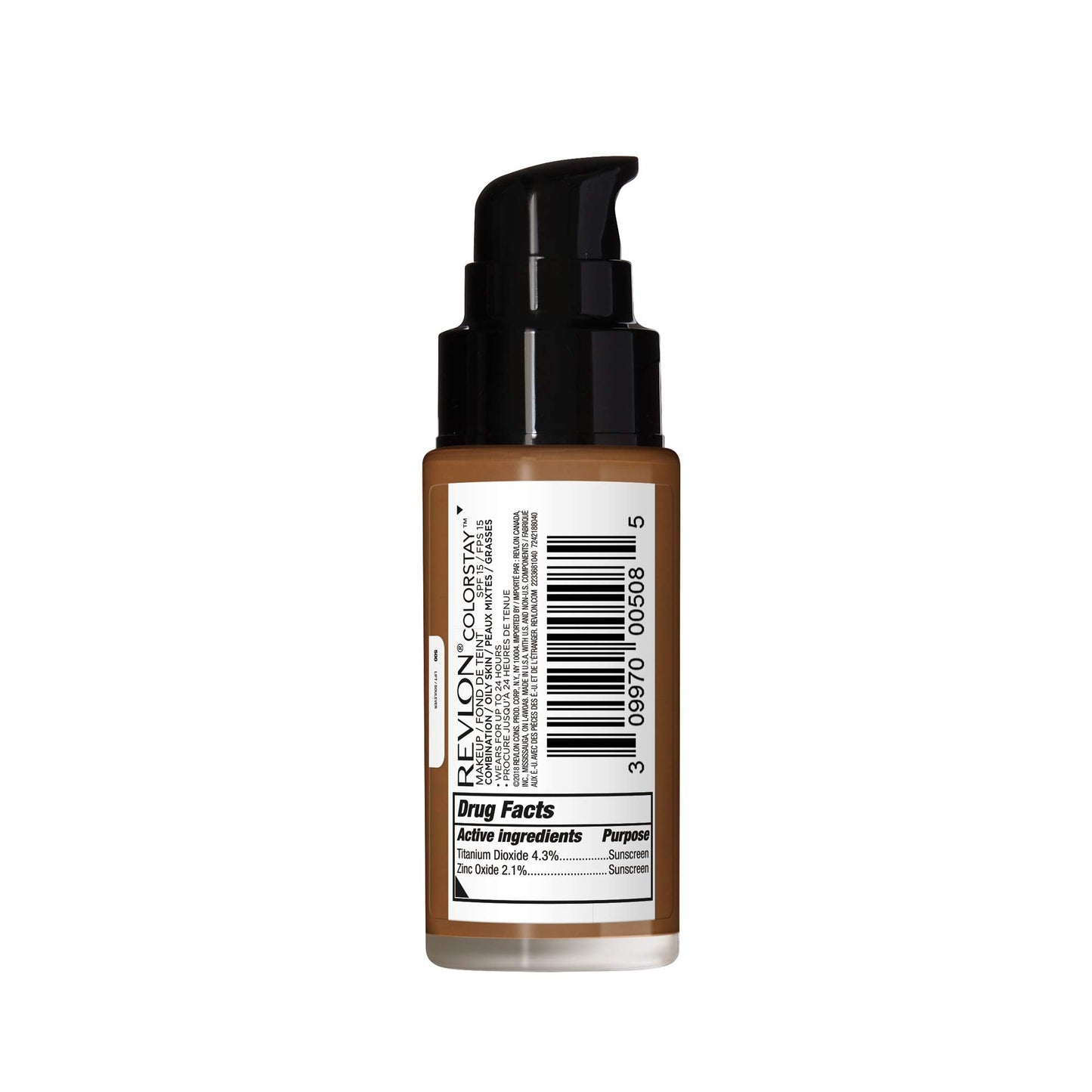 Revlon ColorStay Liquid Foundation for Combination & Oily Skin – SPF 15, Walnut 500, 1 oz | Longwear Matte Finish
