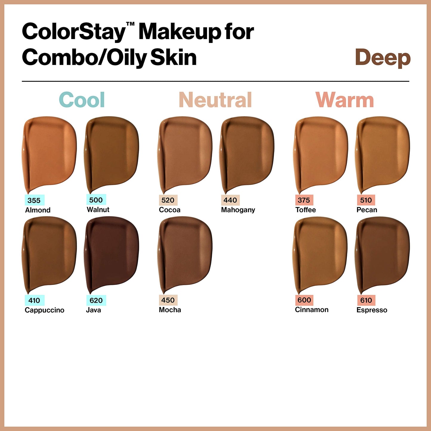 Revlon ColorStay Liquid Foundation for Combination & Oily Skin – SPF 15, Walnut 500, 1 oz | Longwear Matte Finish