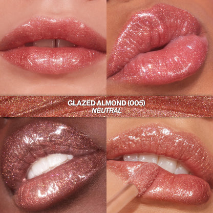REVLON Super Lustrous Glimmer Gloss Gift Set – 3-Piece, Non-Sticky Lip Gloss with Plant-Based Glitter (Rose Glow, Glazed Almond, Diamond Drama)