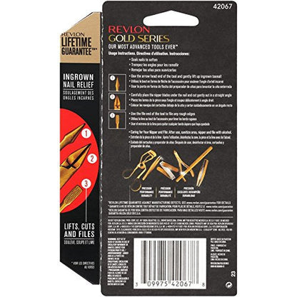 REVLON Gold Series Ingrown Away Set — Titanium-Coated Nipper + Dual-Ended Tool