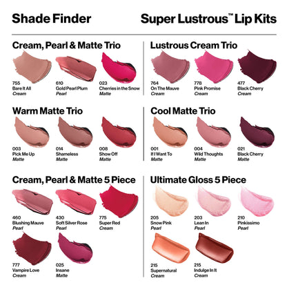 Revlon Super Lustrous 3-Piece Lipstick Gift Set – Cream Finish