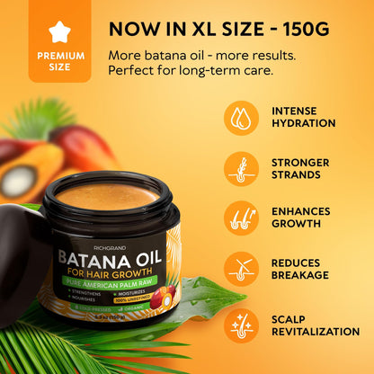 RICHGRAND Batana Oil – 100% Raw Unrefined Batana Butter for Hair & Skin (5.3 oz)
