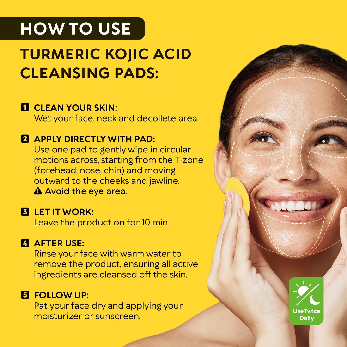 RichGrand Turmeric Kojic Cleansing Pads – Foaming Face Wash with Vitamin C & Lemon