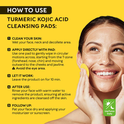 RichGrand Turmeric Kojic Cleansing Pads – Foaming Face Wash with Vitamin C & Lemon