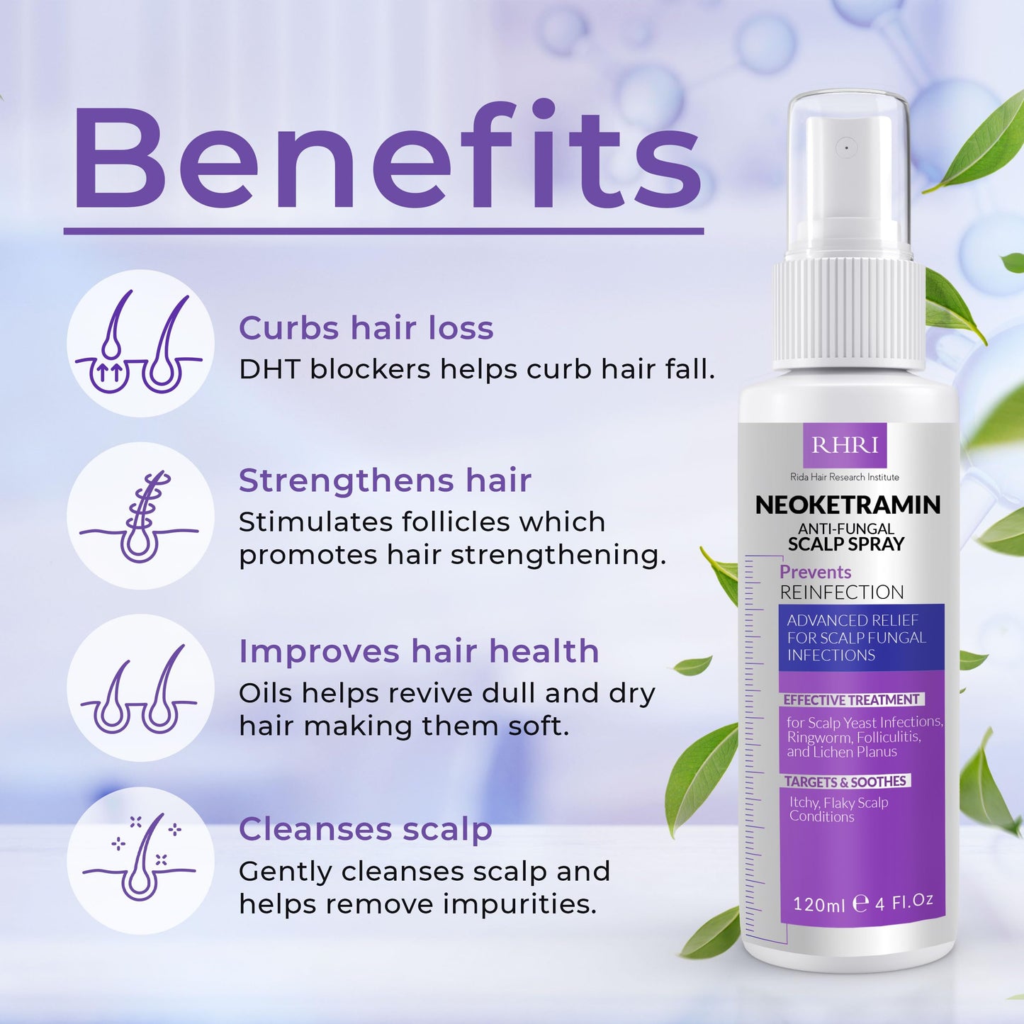 Rida Hair Research Institute Neoketramin Antifungal Scalp Spray | Dandruff & Itch Relief