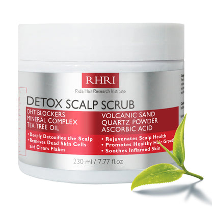Rida Hair Research Institute Scalp Scrub with Tea Tree Oil | Detox, Exfoliate & DHT Blockers | 7.77 fl oz
