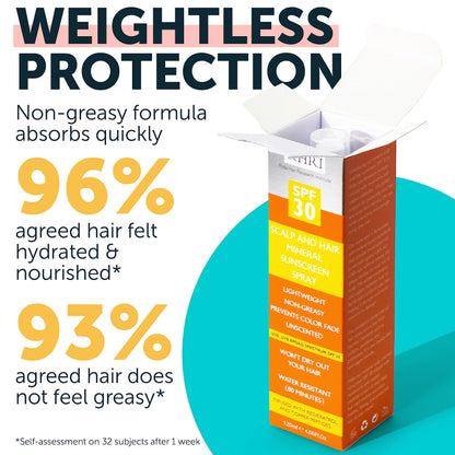 Rida Hair Research Institute Premium SPF 30 Hair Sunscreen Spray | Non-Greasy UV Protection for Hair & Scalp | Travel-Size 4 oz / 120 ml