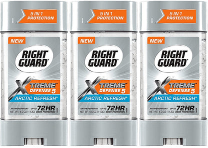 Right Guard Total Defense 5 Power Gel Arctic Refresh 4 oz Pack of 3 | Antiperspirant & Deodorant