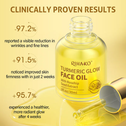 RIHAKO Turmeric Rosehip Face Oil for Gua Sha – Hydrating Anti-Aging Glow