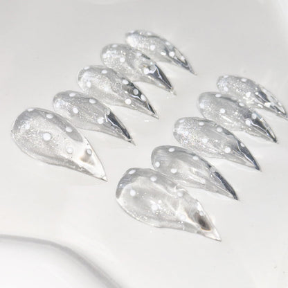 RIICFDD 10 Pcs Handmade Press-On Nails – Curved Short Eagle Claw with Glue Kit