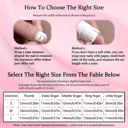 RIICFDD 24-Piece Duck Nail Set | 12 Sizes | French Tip Press-On Nails with Glue, 3D Cherry Flower Rhinestones