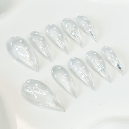 RIICFDD 10 Pcs Handmade Press-On Nails – Curved Short Eagle Claw with Glue Kit