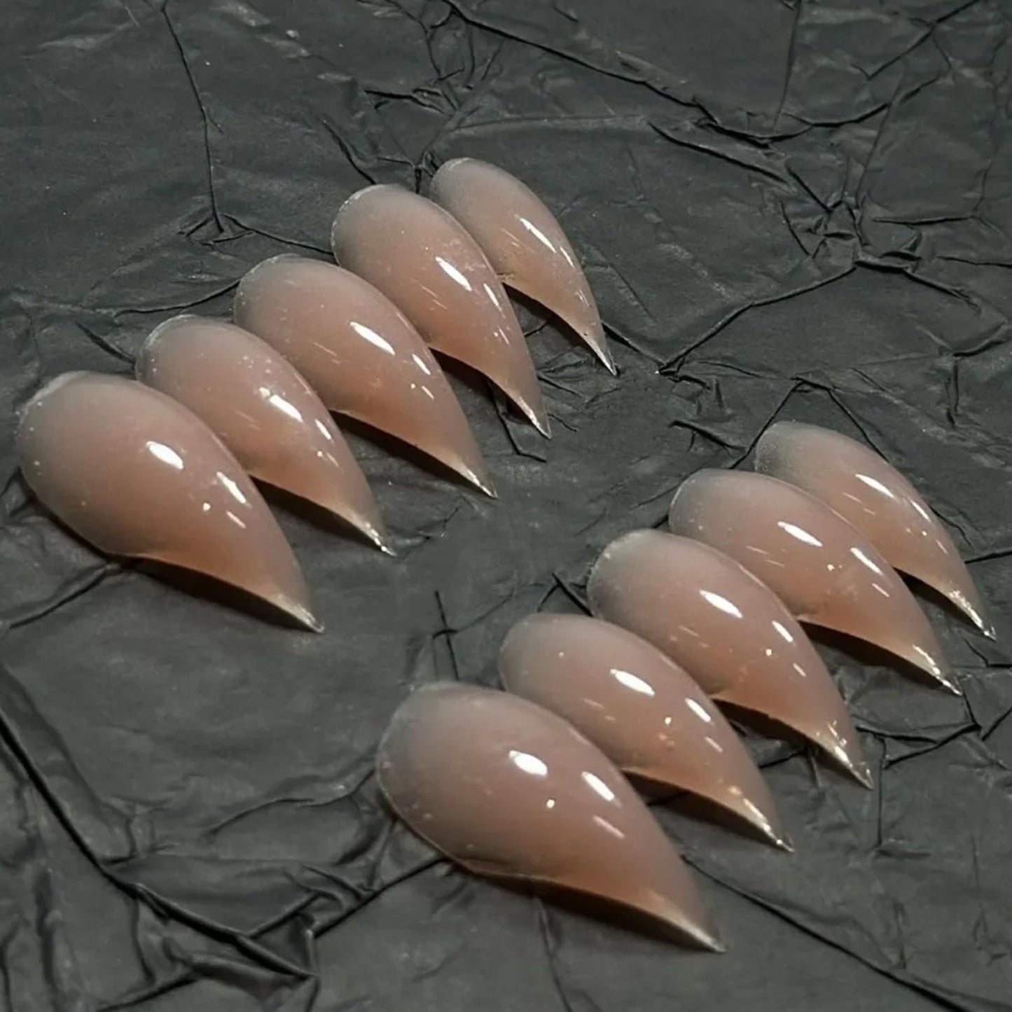 RIICFDD 10-Piece Luxury Press-On Nails – Dragon Claw Nude, Reusable Acrylic Kit