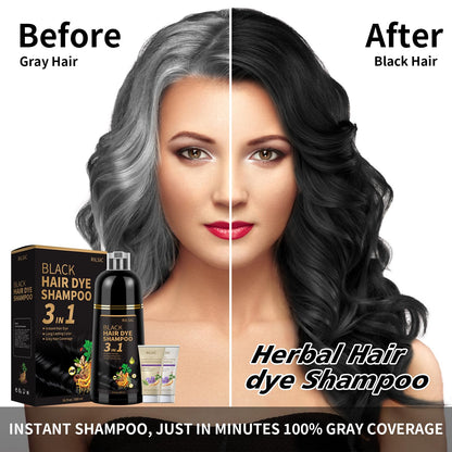 RILSIC Black Hair Dye Shampoo 3 in 1 – Ammonia-Free Grey Coverage in Minutes (600ML)