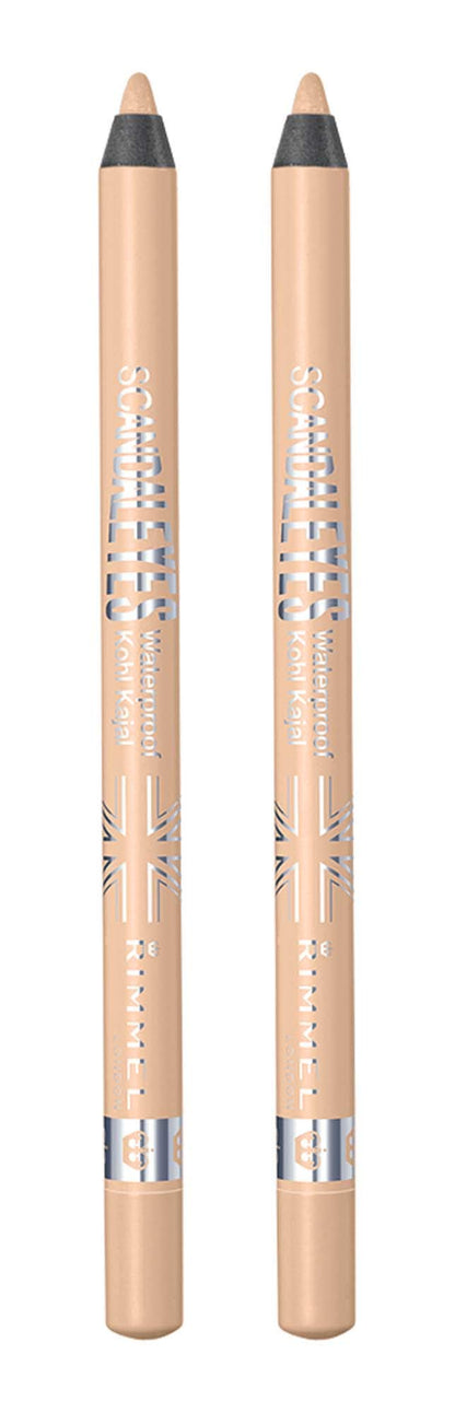 Rimmel Scandaleyes Waterproof Kohl Kajal Eyeliner Pencil 005 Nude – 2-Pack | Intense, Long-Wearing
