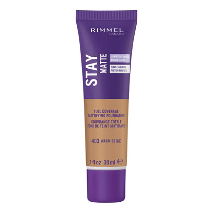 Rimmel Stay Matte Foundation, Warm Beige – Matte, Oil-Free, 1 oz