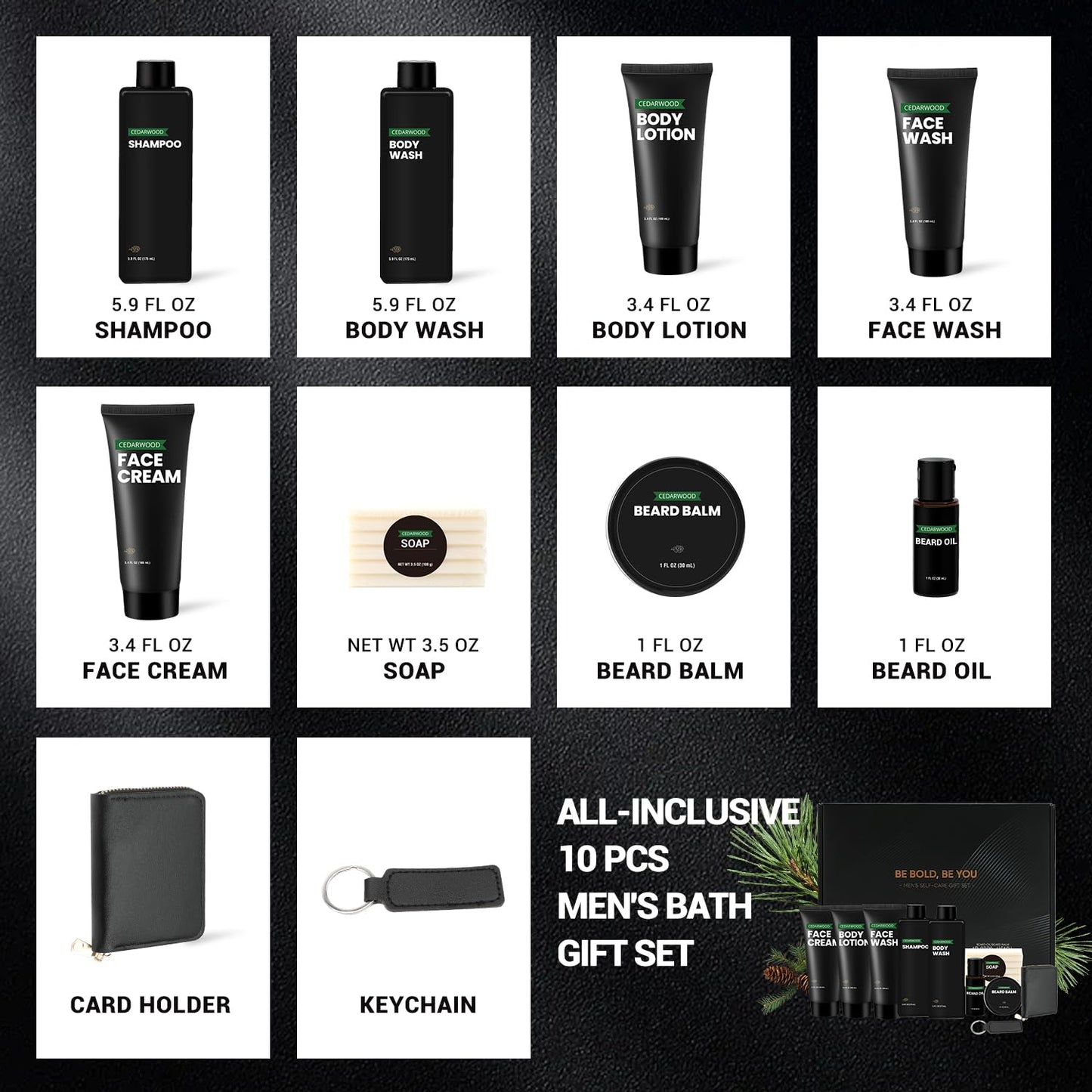 Rinse & Robust Beard Kit for Men – Cedarwood Oil & Balm Gift Set