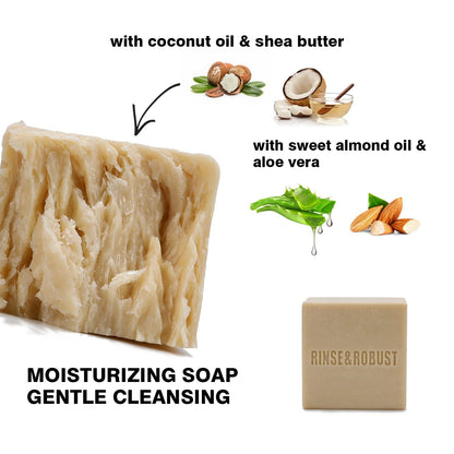 Rinse & Robust Mens Natural Bar Soap 6-Piece Gift Set – Exfoliating & Moisturizing Bars
