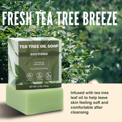 Rinse & Robust Tea Tree Oil Soap Bar Set for Men — 4 x 5.3 oz, Handmade with Shea Butter
