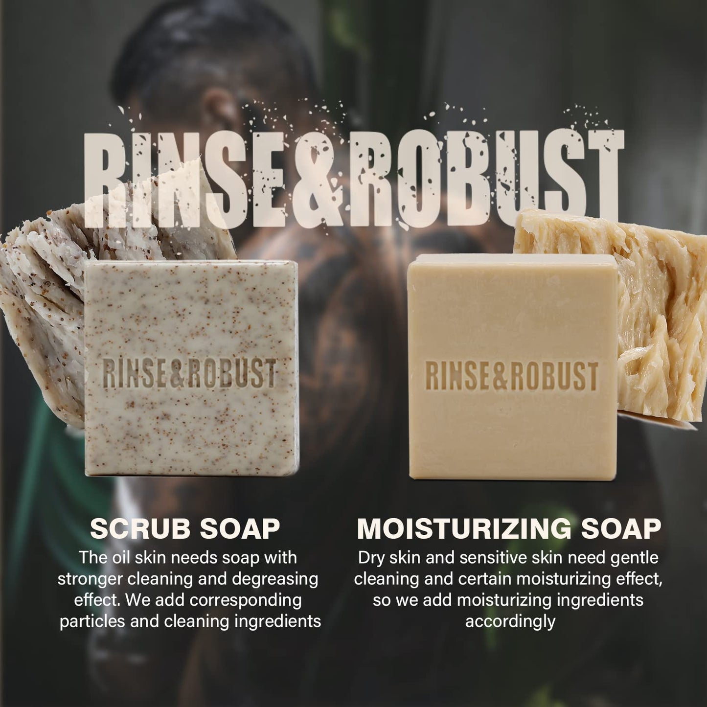 Rinse & Robust Mens Natural Bar Soap 6-Piece Gift Set – Exfoliating & Moisturizing Bars