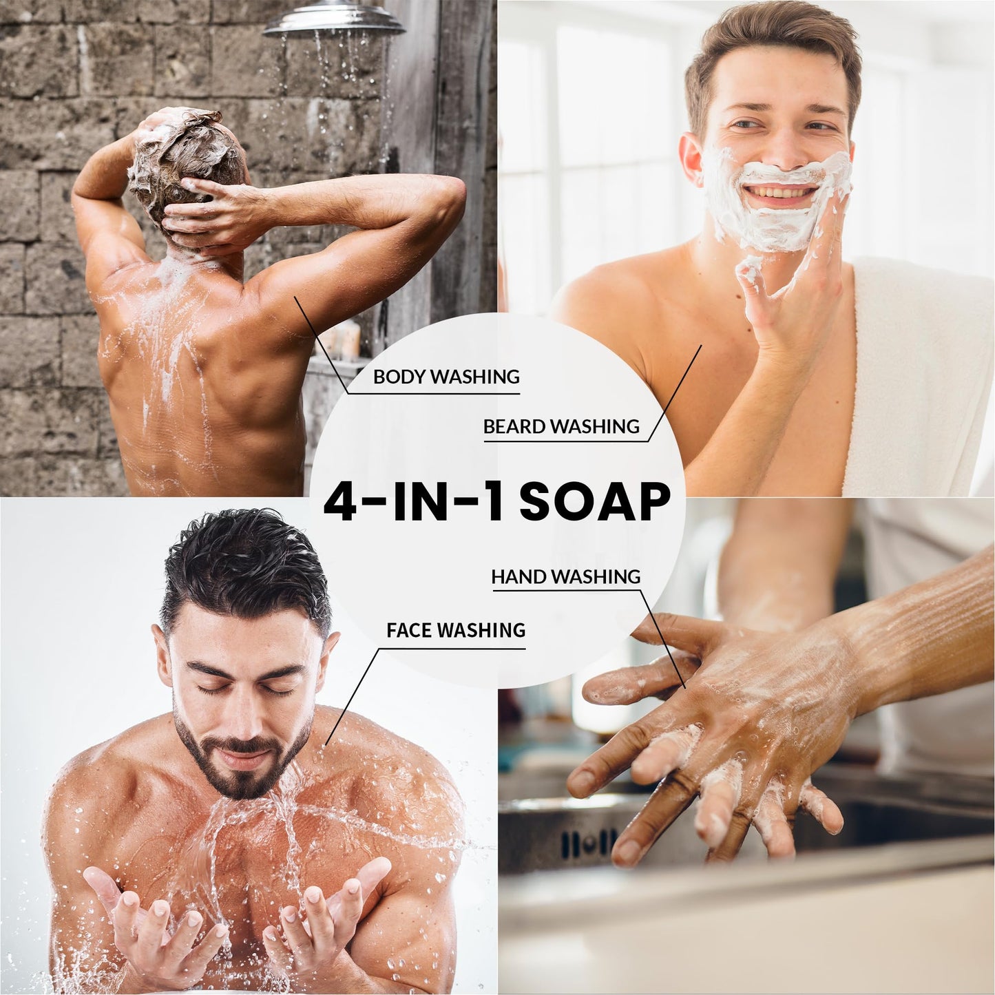 Rinse & Robust Mens Natural Bar Soap 6-Piece Gift Set – Exfoliating & Moisturizing Bars