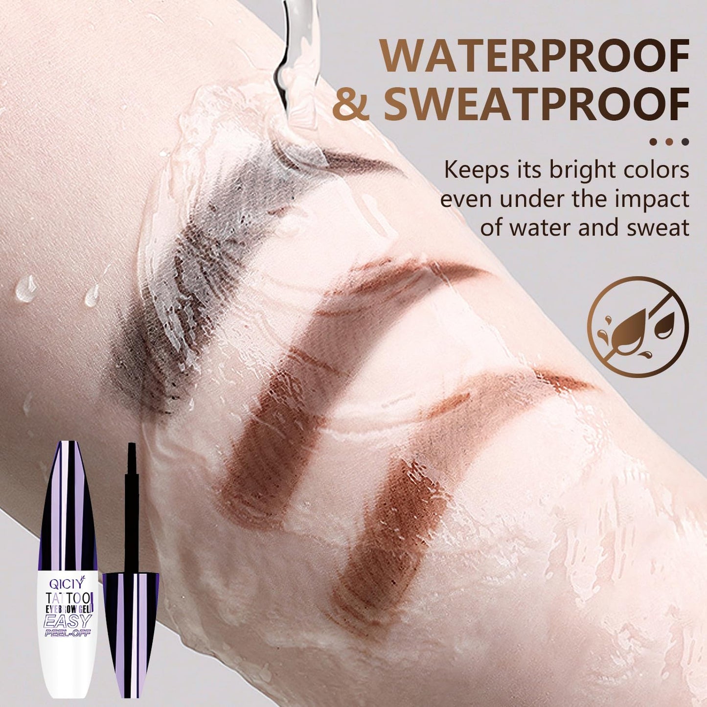 Rliolouo QICI Peel-Off Eyebrow Gel – 2 Pack Brown, Waterproof & Sweatproof