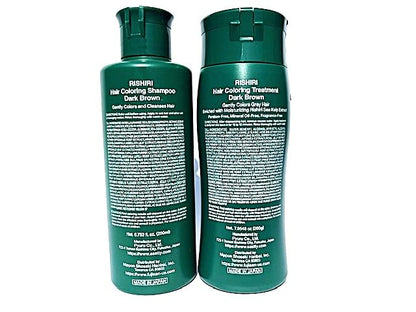 Rishiri Color Shampoo & Hair Coloring Treatment Dark Brown – 6.7 fl oz + 7 oz Set | Natural, Made in Japan