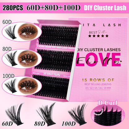 RITALASH Lash Clusters Kit — 3D Cat-Eye Extensions + Bond & Seal