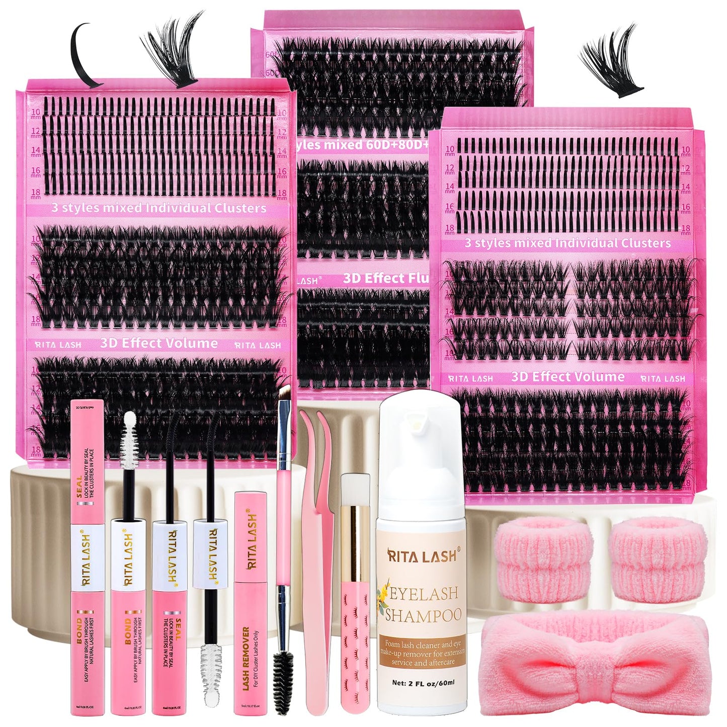 Ritalash Lash Clusters Kit – 3 Boxes, 960 Pcs, DIY Lash Extensions
