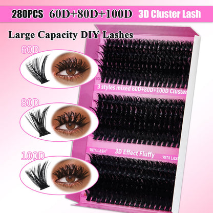 Ritalash Lash Clusters Kit – 3 Boxes, 960 Pcs, DIY Lash Extensions