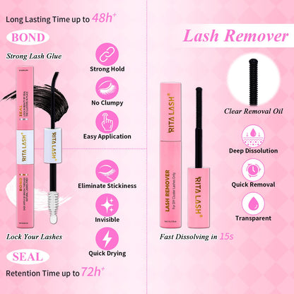 RITALASH Lash Clusters Kit — 3D Cat-Eye Extensions + Bond & Seal