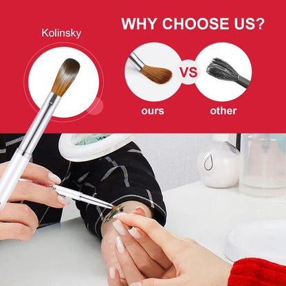 RIYUEXING 6PCS Acrylic Nail Brush Set – Kolinsky Hair, Red Metal Handle, Sizes 4/8/10/12/14/16