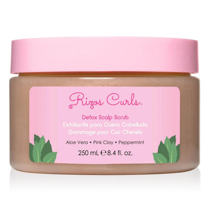 Rizos Curls Detox Scalp Scrub – Exfoliate Buildup & Soothe Scalp with Pink Clay & Peppermint (8.4 oz)