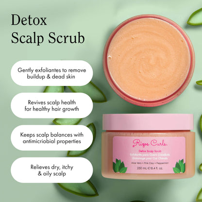Rizos Curls Detox Scalp Scrub – Exfoliate Buildup & Soothe Scalp with Pink Clay & Peppermint (8.4 oz)