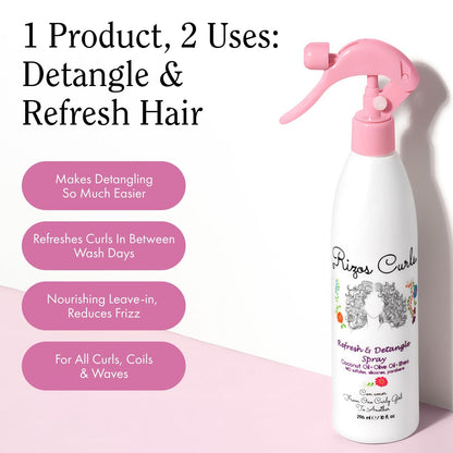 Rizos Curls Travel Refresh & Detangle Spray – Lightweight Leave-In Moisturizer